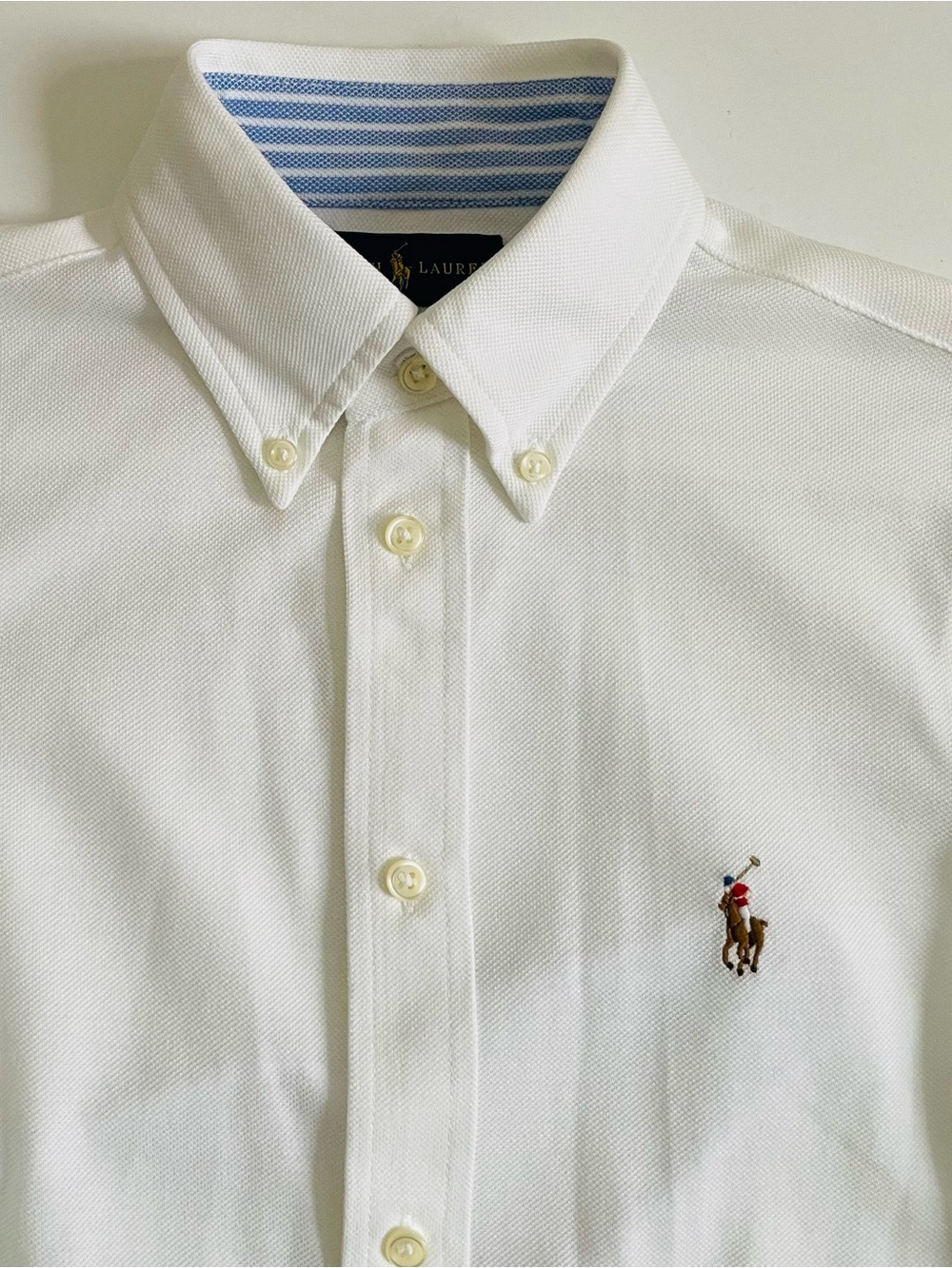 Ralph Lauren women’s off white Oxford knit button -Down Shirt - Picture 2 of 6